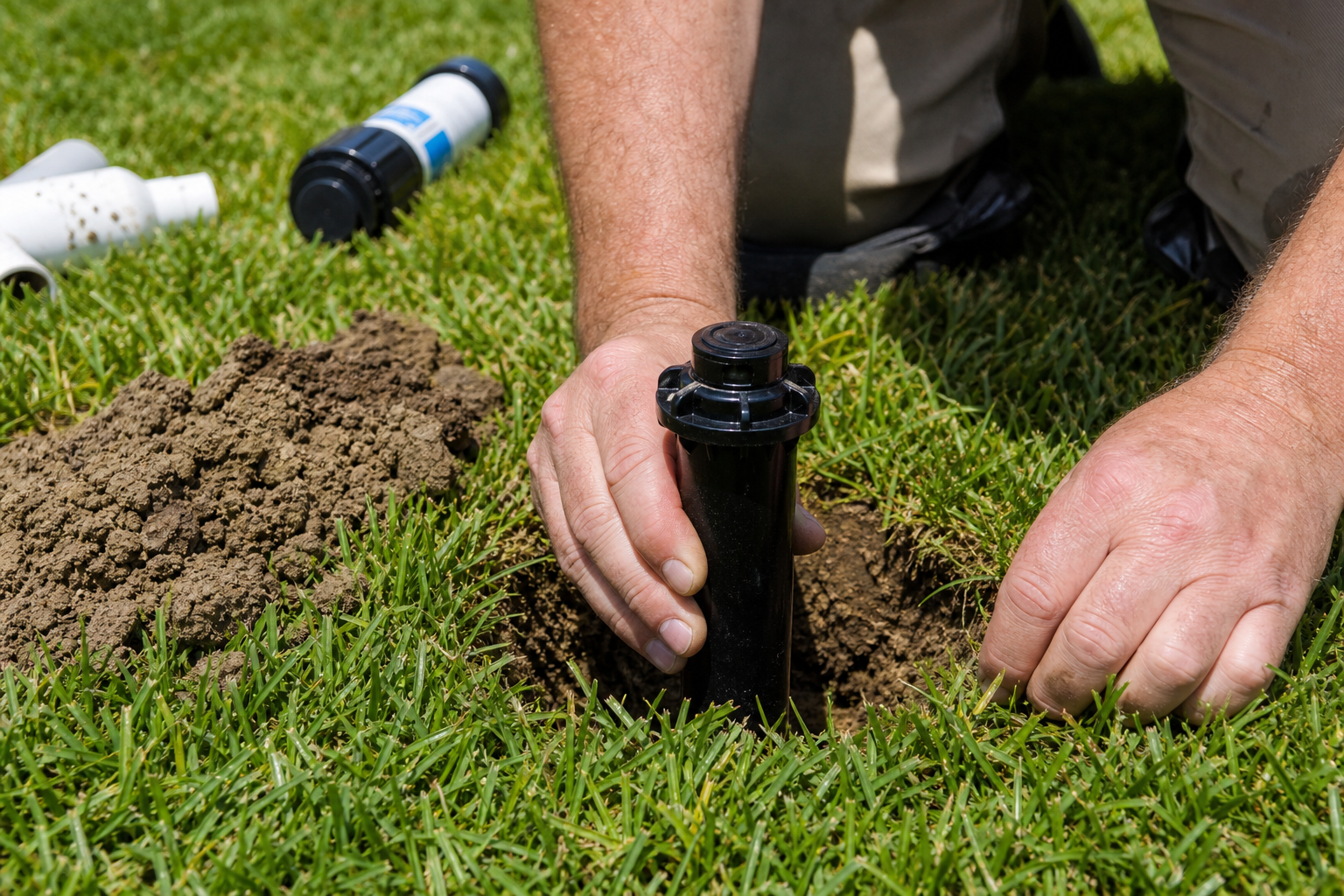 Einbau von Rasensprinklern im Garten